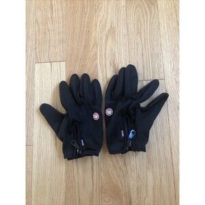 Winter Gloves with Touch Screen Pad Ski Warm Solid Black Zipper Wind Stopper M/L